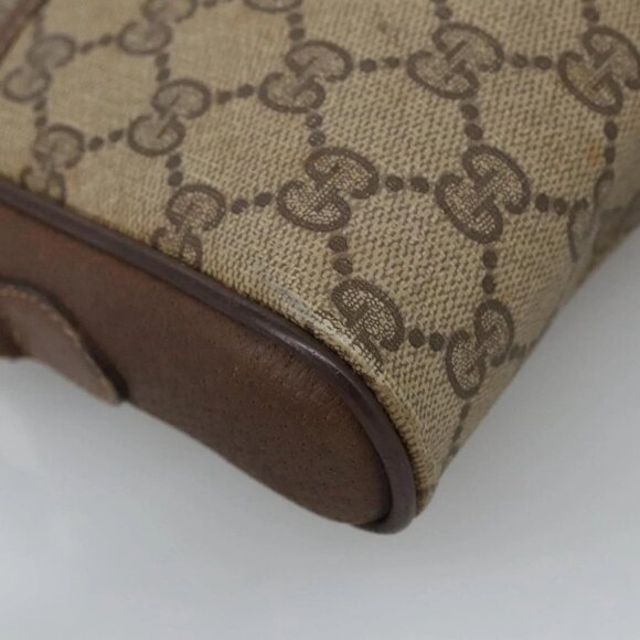 GUCCI GG Supreme Web Sherry Line Shoulder Bag PVC Beige - Picture 9 of 16